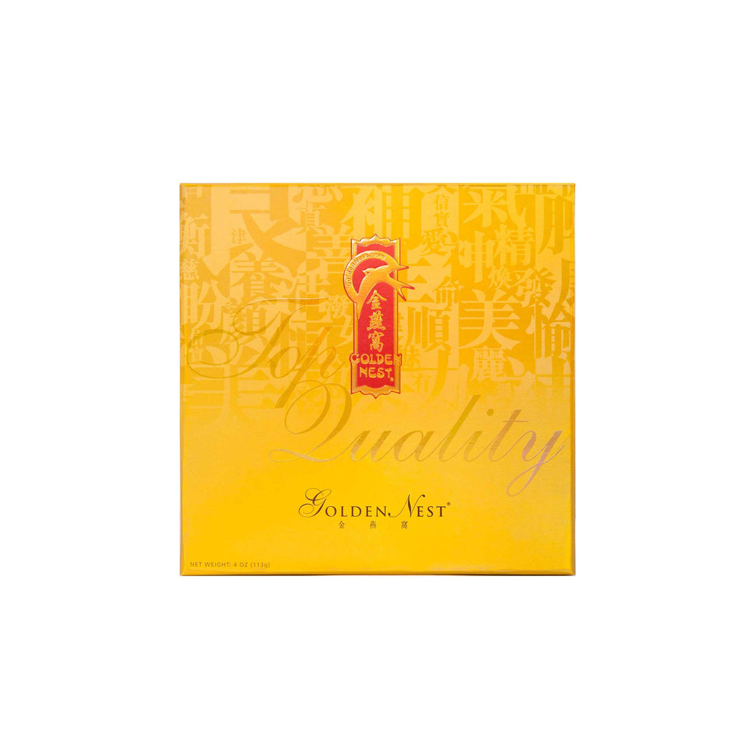 一盒金燕窝'出售的高级金丝燕窝,AAA 级,重 113 克。盒盖。