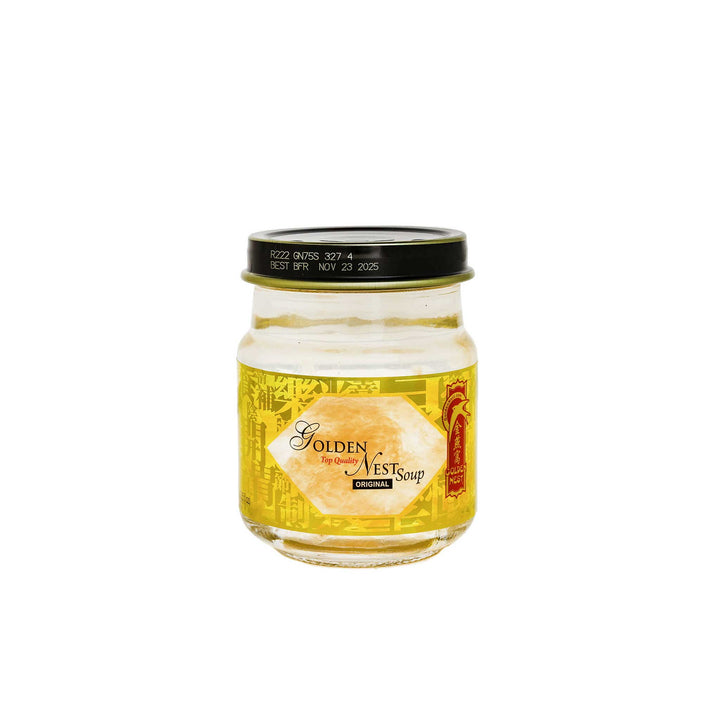 Bottle of golden nest premium bird nest soup original rock sugar. Bird nest soup gift for holidays