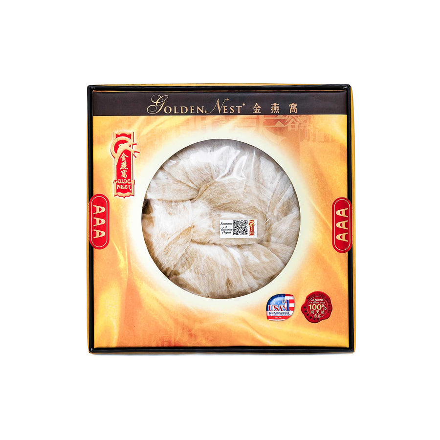 Box of Golden Nest's premium white birds nest for sale with grade AAA and 113 grams. Special gift for wife
