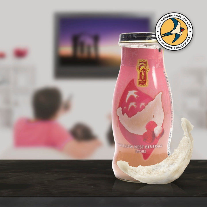 Bird's Nest Drink - Lychee - 12 bottles x 240ml (8 oz.) Bird's Nest Soups & Drinks GOLDEN NEST
