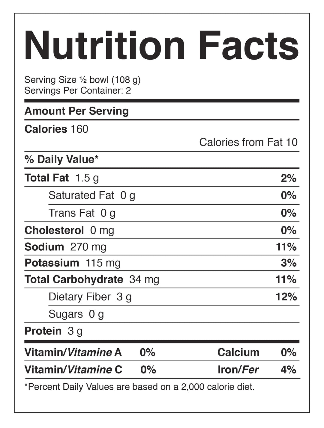 3 碗和 12 碗金燕窩的 Healthee 炒式糙米飯。營養資料。