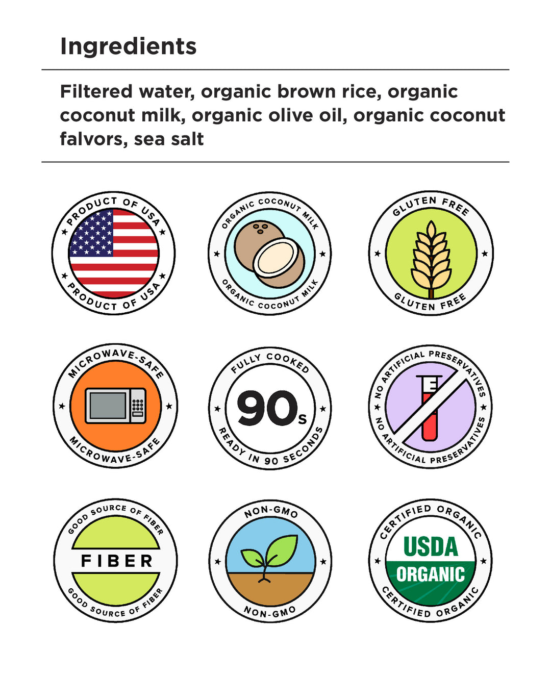 3 碗和 12 碗金燕窩的 Healthee 有機椰子糙米飯。成份