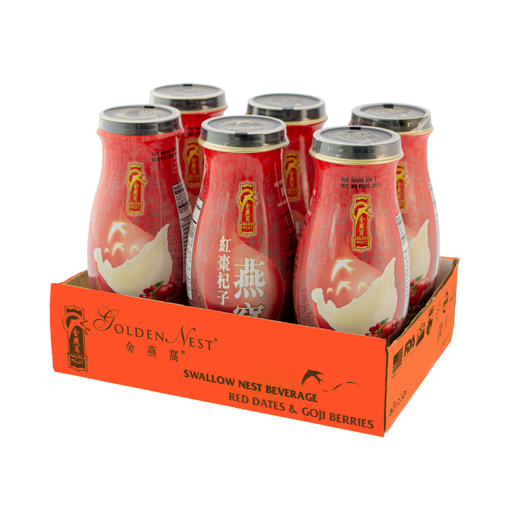 Premium Bird's Nest Drink - Red Dates & Goji Berries -  6 or 12 Bottles x 240ml (8 oz.)