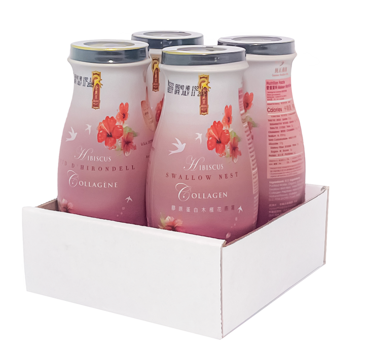 Premium Swallow Bird's Nest Collagen Drink with Hibiscus - 4 or 12 Bottles x 240ml (8 oz.)