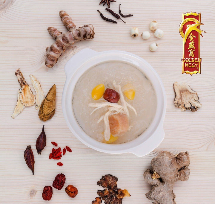 Birds nest soup using Golden Nest White Bird's Nest AAA - 113 Grams (4 Oz.). Chinese new year gifts