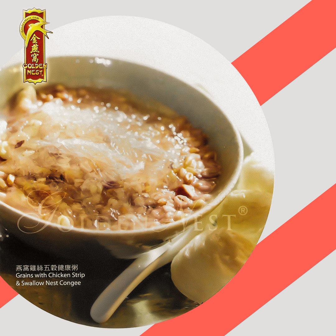 穀物配雞肉條和燕窩粥