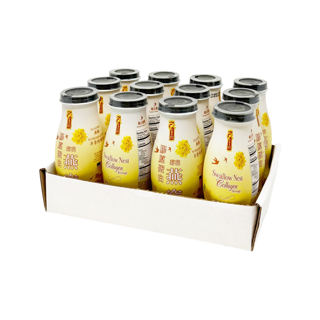 Premium Swallow Bird's Nest Collagen Drink - Chrysanthemum - 4 or 12 Bottles x 240ml (8 oz.)
