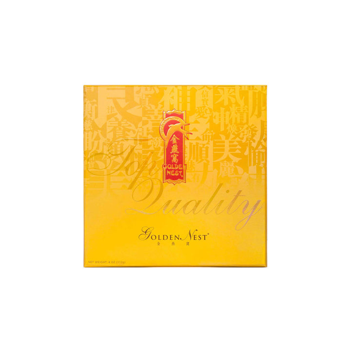 Box of Golden Nest's premium red birds nest for sale with grade AAA and 113 grams. Box Cover.