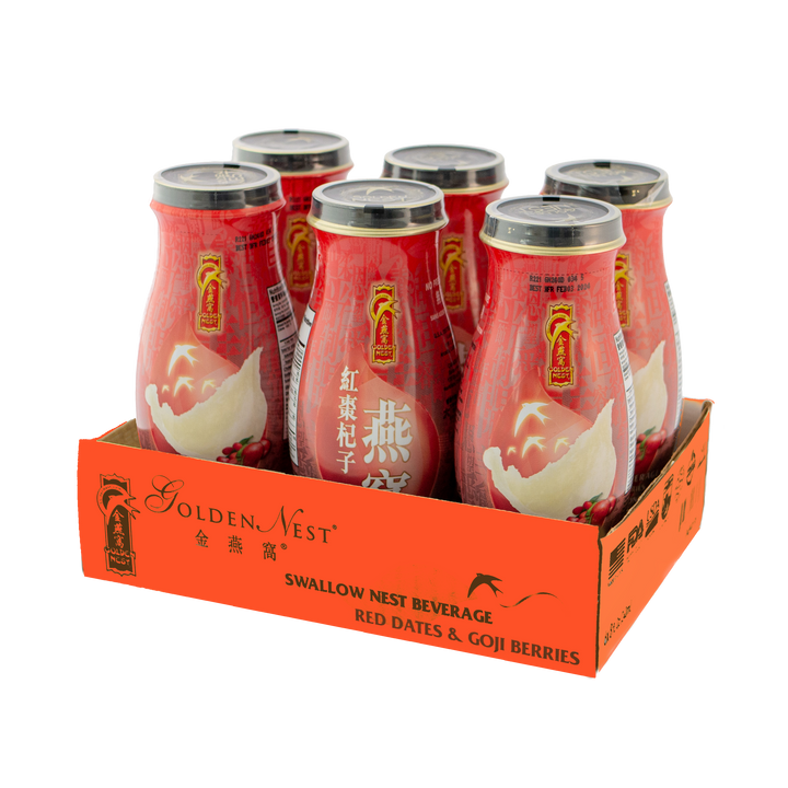 6 包和 12 包金燕窝 特级食用燕窝胶原蛋白饮料，含红枣 和枸杞 。在我附近购买燕窝饮料。6瓶装。