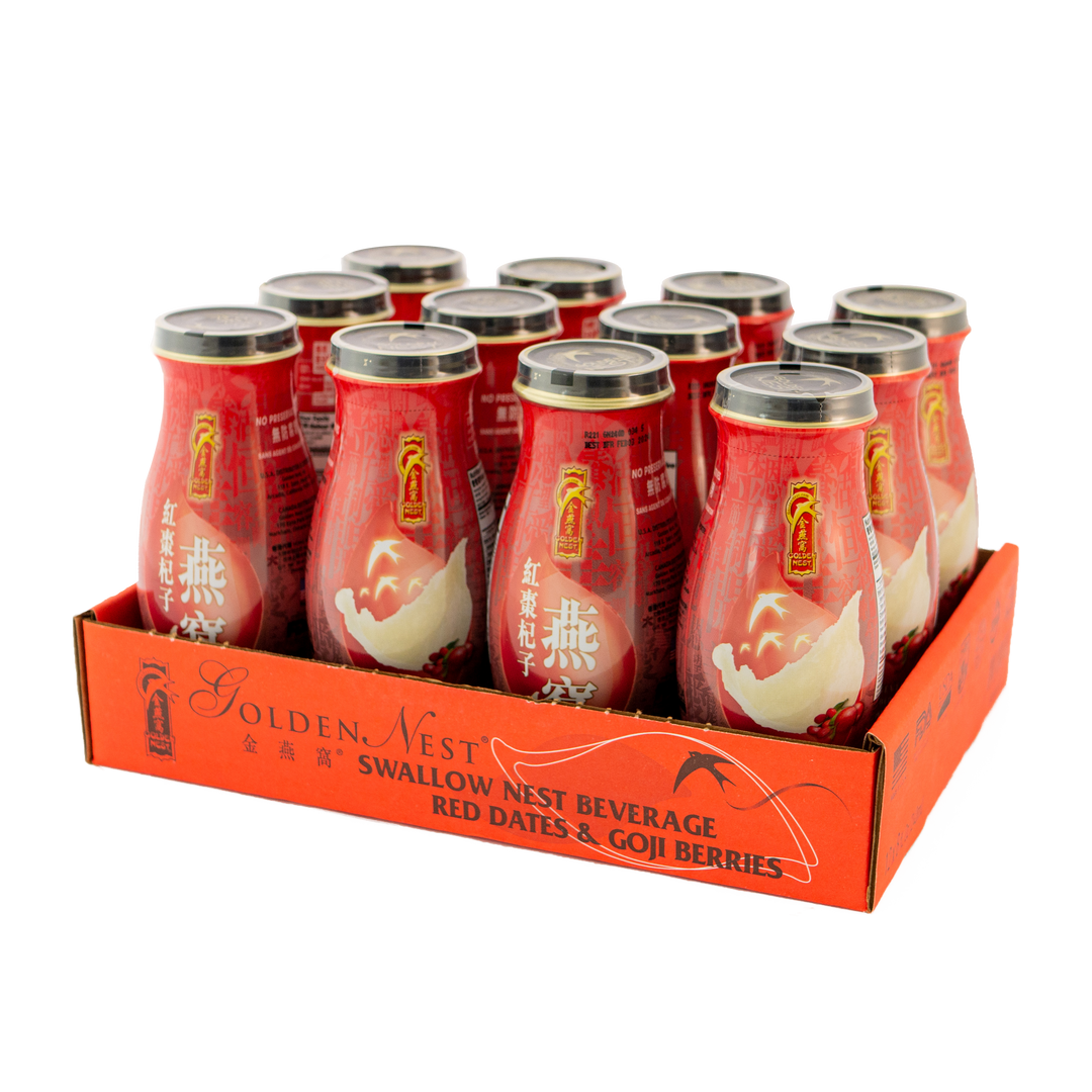 6 包和 12 包金燕窝 特级食用燕窝胶原蛋白饮料，含红枣 和枸杞 。在我附近购买燕窝饮料。一套 12 瓶。 