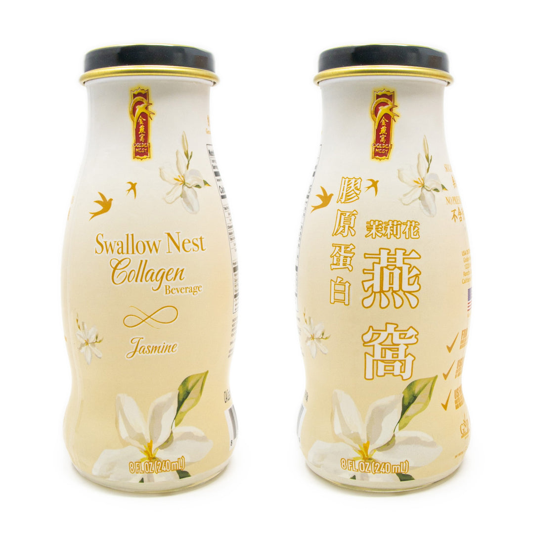 Premium Swallow Bird's Nest Collagen Drink Variety - Jasmine, Rose, Hibiscus, and Chrysanthemum - 4 Bottles x 240ml (8 oz.) - Limited Edition Box