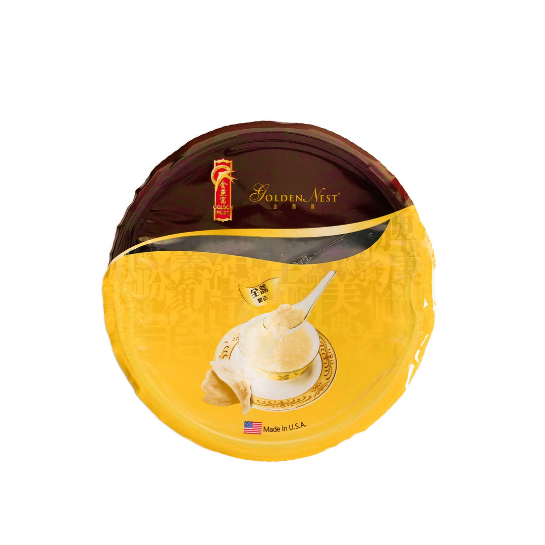 Golden Nest's product showing a bowl of premium concentrated edible swallow birds nest soup. Individual Packaged Bowl.
