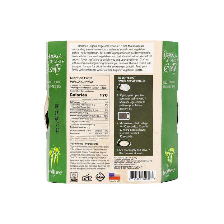 HEALTHEE Organic Vegetable Risotto - 3 bowls x 216 grams (7.6 oz.)