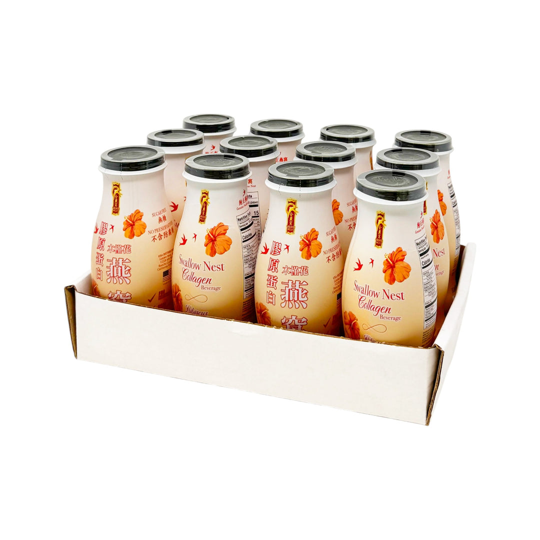 Premium Swallow Bird's Nest Collagen Drink - Hibiscus - 4 or 12 Bottles x 240ml (8 oz.)
