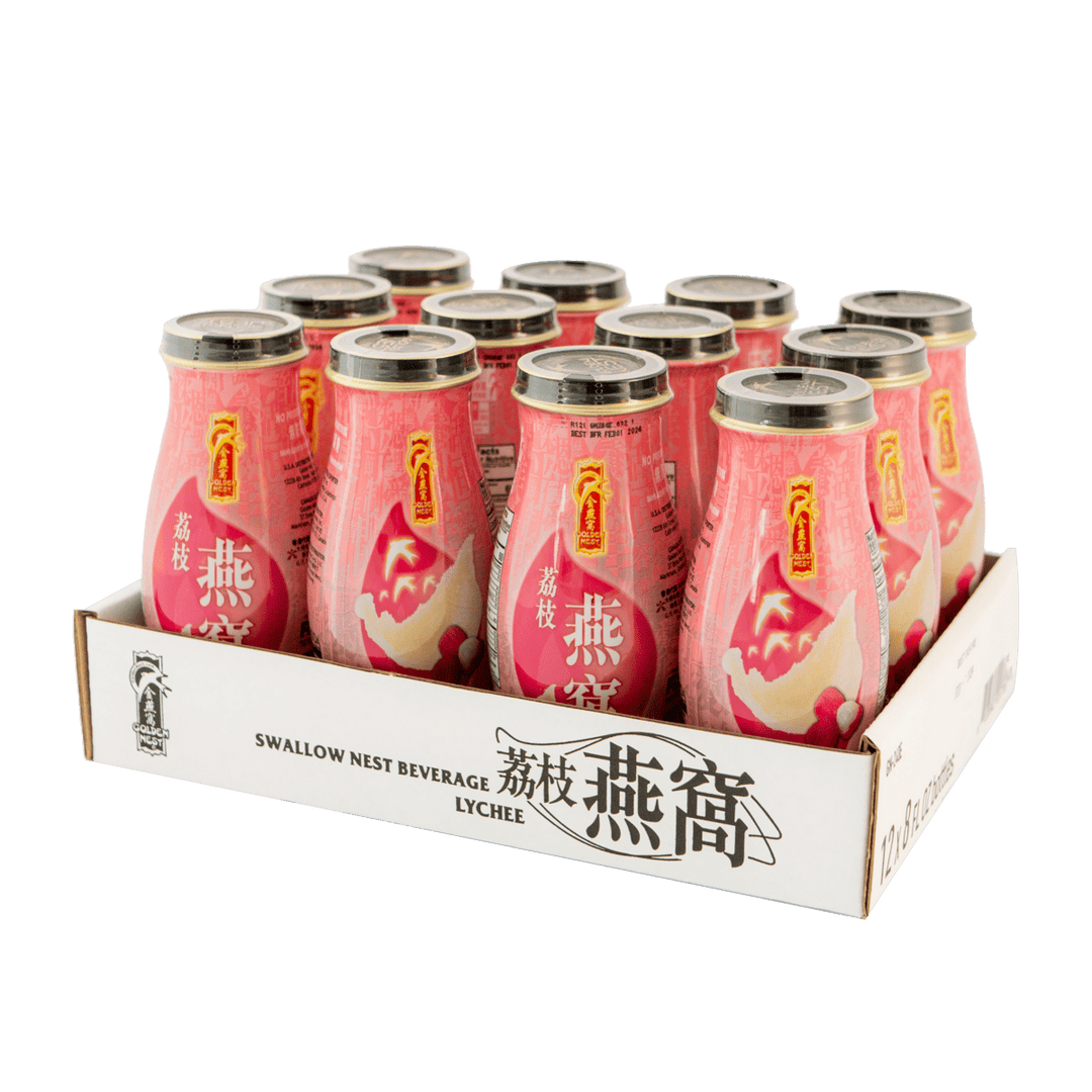 6 瓶装和 12 瓶装金燕窝 特级食用荔枝燕窝胶原蛋白饮料。在我附近购买燕窝饮料。一套 12 瓶。