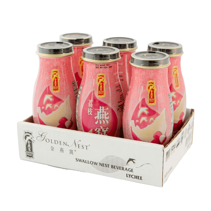6 瓶装和 12 瓶装金燕窝 特级食用荔枝燕窝胶原蛋白饮料。在我附近购买燕窝饮料。一套 6 瓶。