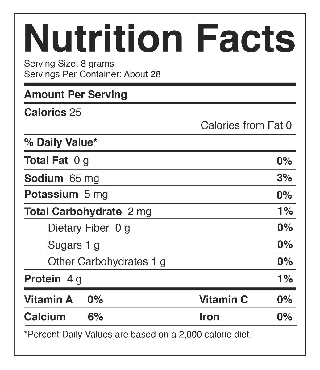 Nutrition facts for box of Golden Nest's premium white birds nest for sale with grade AAA and 227 grams. Nutrition Facts.