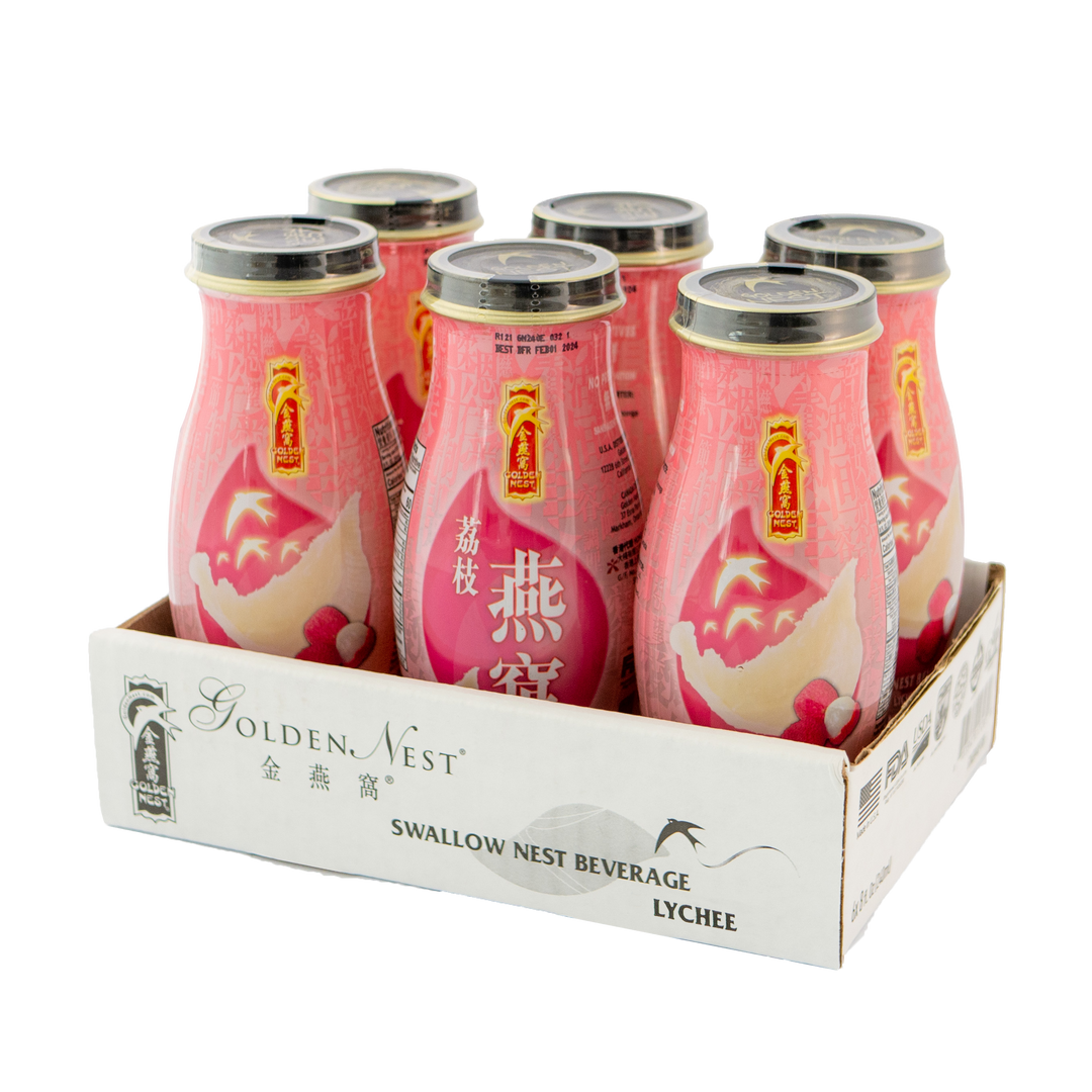 6 瓶装和 12 瓶装金燕窝 特级食用荔枝燕窝胶原蛋白饮料。在我附近购买燕窝饮料。一套 6 瓶。