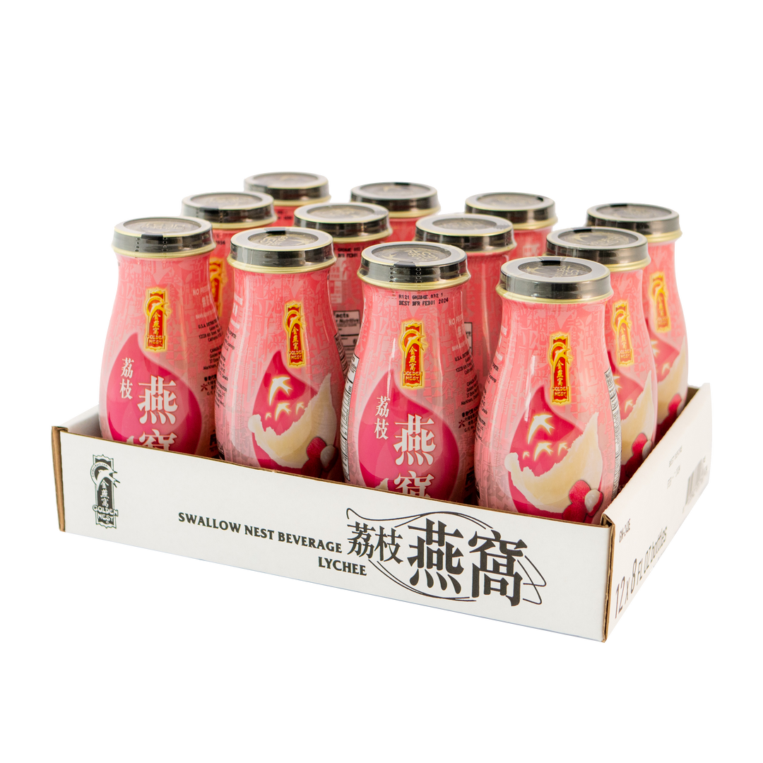 6 瓶装和 12 瓶装金燕窝 特级食用荔枝燕窝胶原蛋白饮料。在我附近购买燕窝饮料。一套 12 瓶。