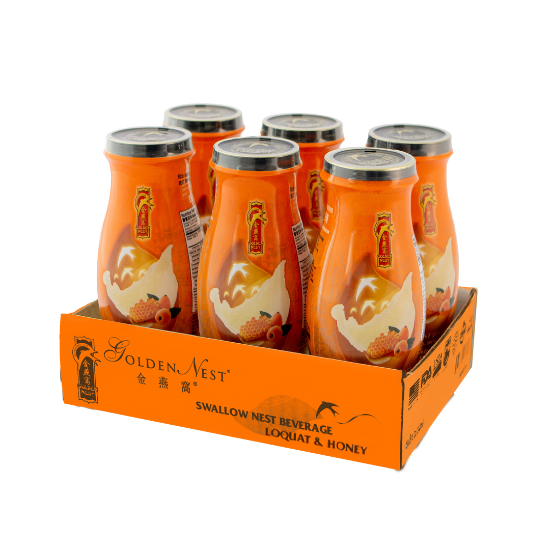 6 瓶装和 12 瓶装金燕窝 特级食用燕窝胶原蛋白饮料，含枇杷 和蜂蜜。在我附近购买燕窝饮料。一套 6 瓶。