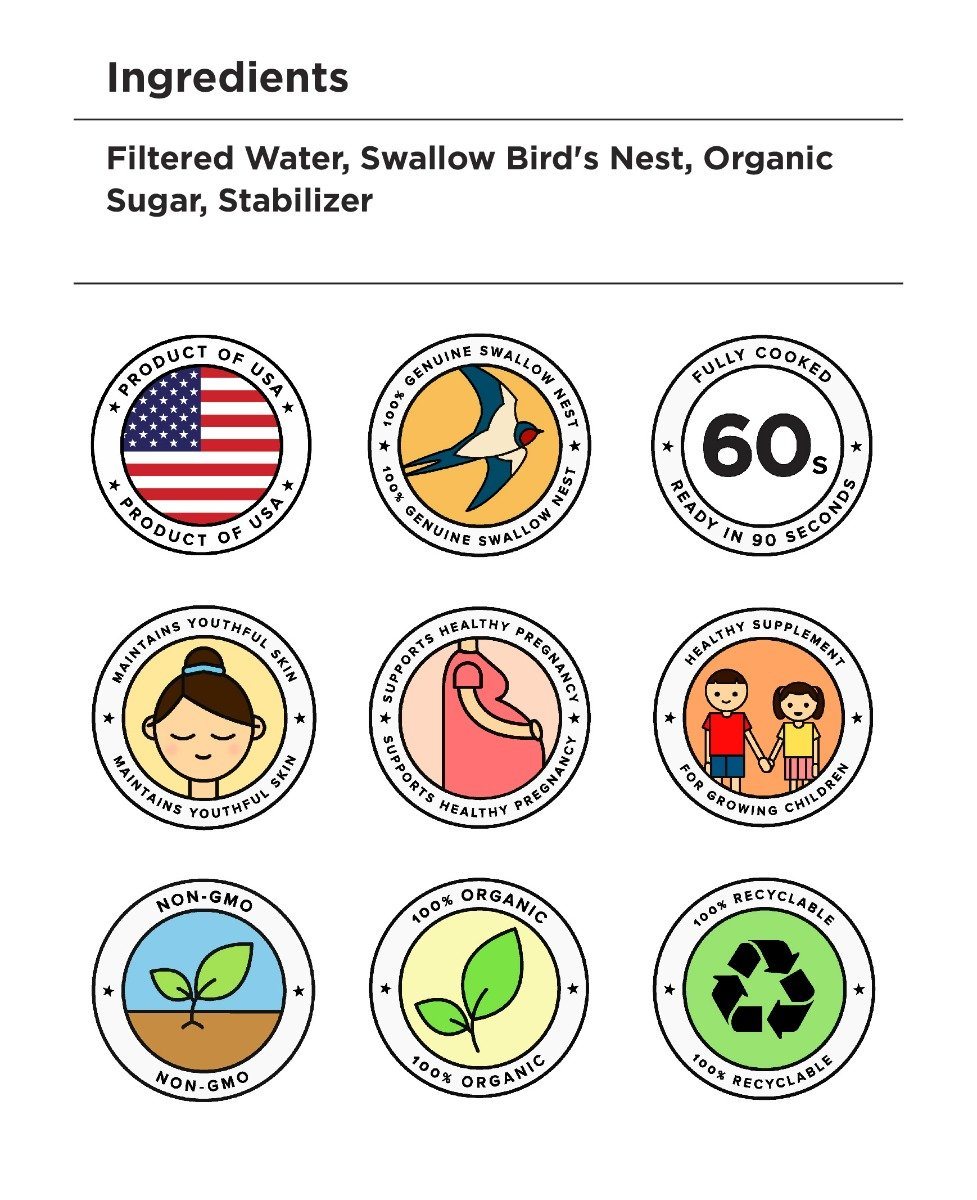 Golden Nest Concentrated Swallow Nest (1 Bowl= 250 gr ) Bird's Nest Soups & Drinks GOLDEN NEST. Ingredients.